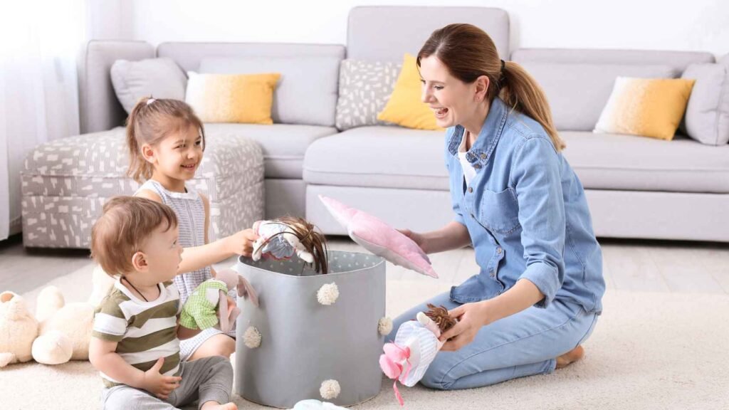 Nanny Tidying Up Children Toys