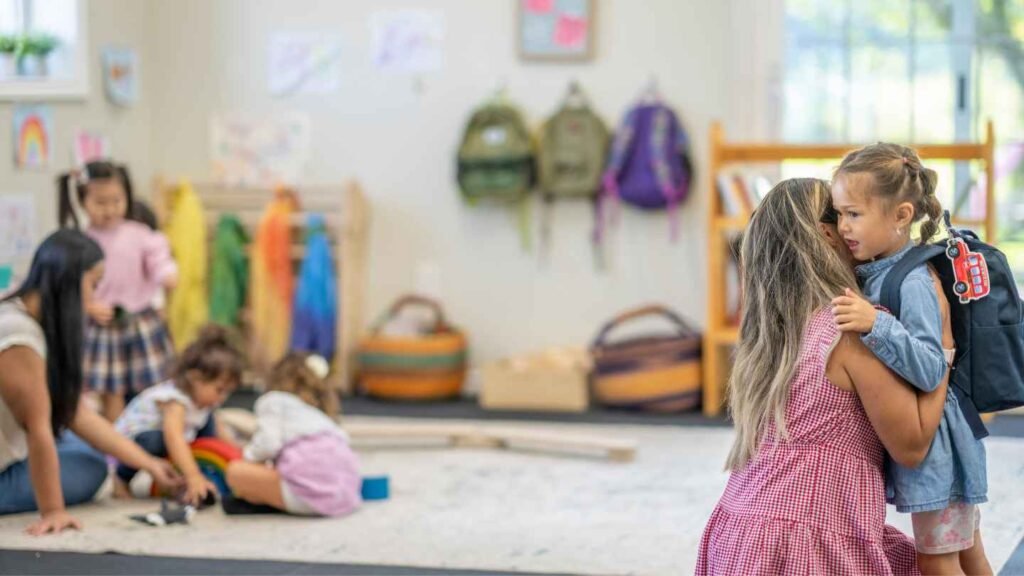 Mom Drop Off Daughter at Daycare