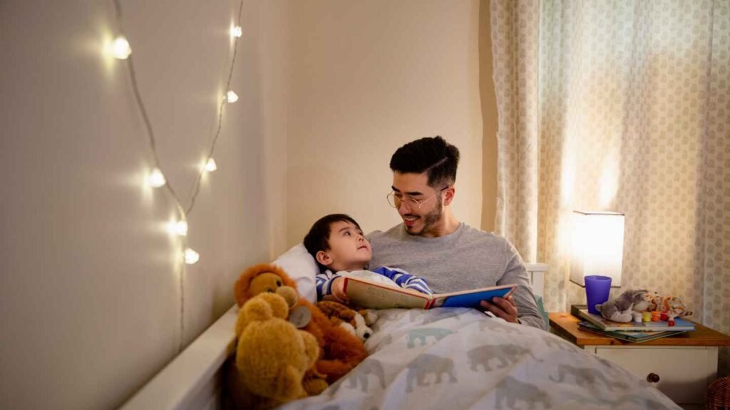 Daddy Reading Book for Toddler Before Going to Sleep - Bed Time Routine